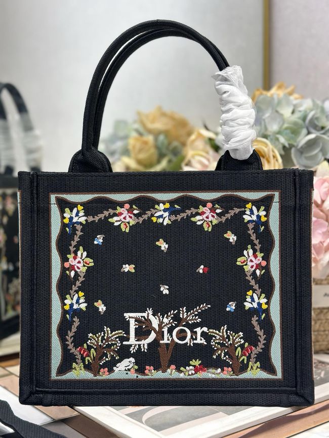 Small Dior Book Tote with Strap Embroidered M1404OE-2