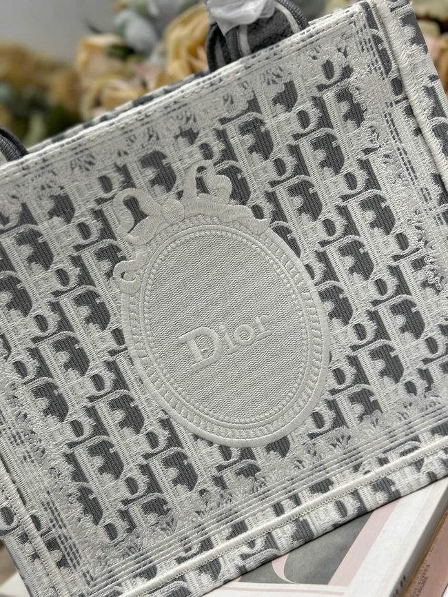 Small Dior Book Tote with Strap Embroidered M1404OE-3