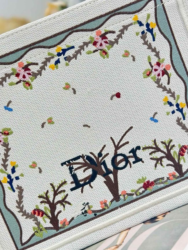 Small Dior Book Tote with Strap Embroidered M1404OE-7