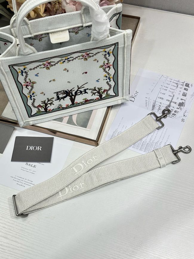 Small Dior Book Tote with Strap Embroidered M1404OE-7