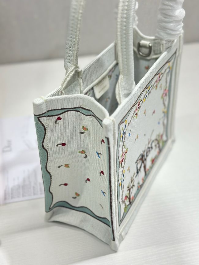 Small Dior Book Tote with Strap Embroidered M1404OE-7