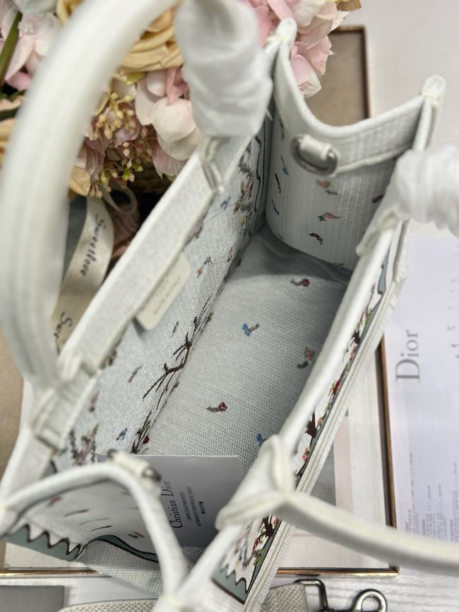 Small Dior Book Tote with Strap Embroidered M1404OE-7