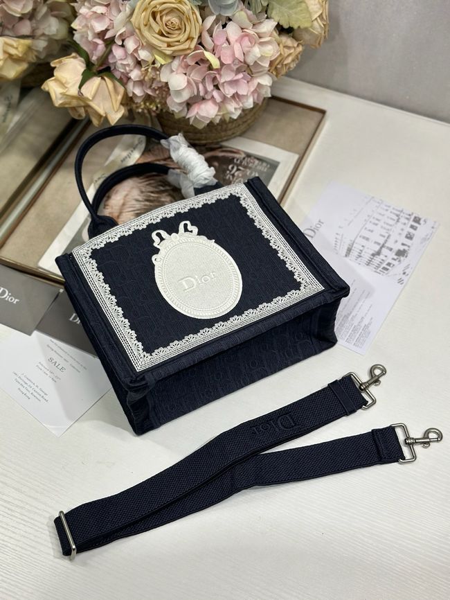 Small Dior Book Tote with Strap Embroidered M1404OE-8