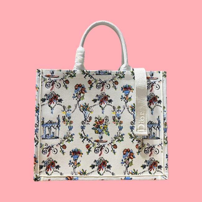 Large Dior Book Tote Cannage Embroidery M1349OEQ-12
