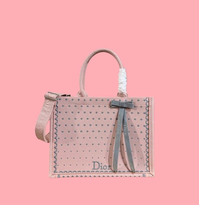 Medium Dior Book Tote with Strap Oblique Embroidery M1354PE-13