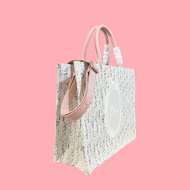 Medium Dior Book Tote with Strap Oblique Embroidery M1354PE-14