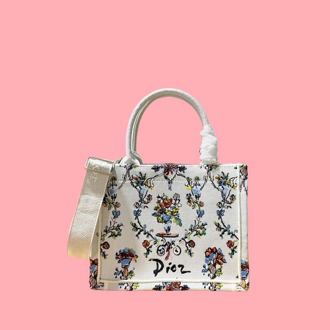 Small Dior Book Tote with Strap Embroidered M1404OE-10