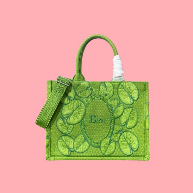 Medium Dior Book Tote with Strap Oblique Embroidery M1354PE-15