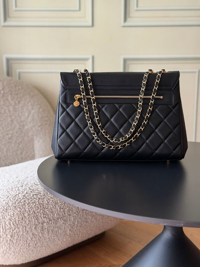 Chanel Large FLAP BAG Grained Calfskin A2215 black Chanel Large FLAP BAG Grained Calfskin A2215 black