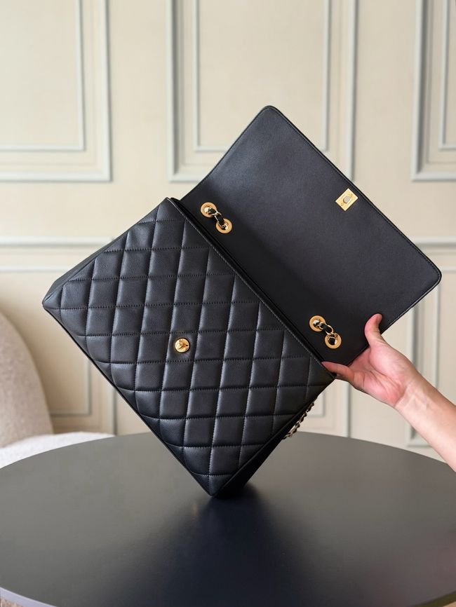 Chanel Large FLAP BAG Grained Calfskin A2215 black Chanel Large FLAP BAG Grained Calfskin A2215 black