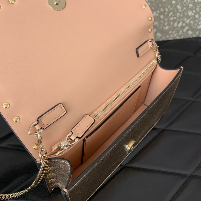 VALENTINO Rockstud calfskin chain bag SHI098 rose gold