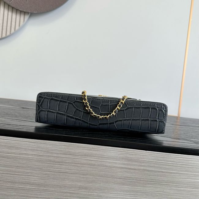 Chanel Vanity with Chain Crocodile Embossed AP5195 black Chanel Vanity with Chain Crocodile Embossed AP5195 black