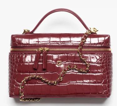 Chanel Vanity with Chain Crocodile Embossed AP5195 burgundy