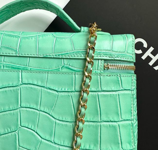 Chanel Vanity with Chain Crocodile Embossed AP5195 light green