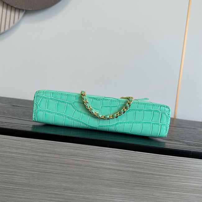 Chanel Vanity with Chain Crocodile Embossed AP5195 light green