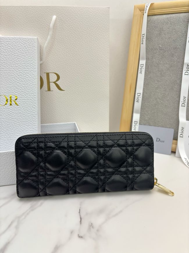 LADY DIOR LOTUS WALLET CANNAGE LAMBSKIN S2600 black LADY DIOR LOTUS WALLET CANNAGE LAMBSKIN S2600 black