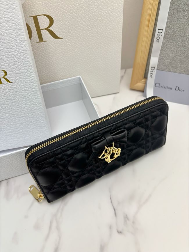 LADY DIOR LOTUS WALLET CANNAGE LAMBSKIN S2600 black LADY DIOR LOTUS WALLET CANNAGE LAMBSKIN S2600 black