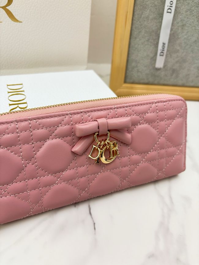 LADY DIOR LOTUS WALLET CANNAGE LAMBSKIN S2600 pink LADY DIOR LOTUS WALLET CANNAGE LAMBSKIN S2600 pink