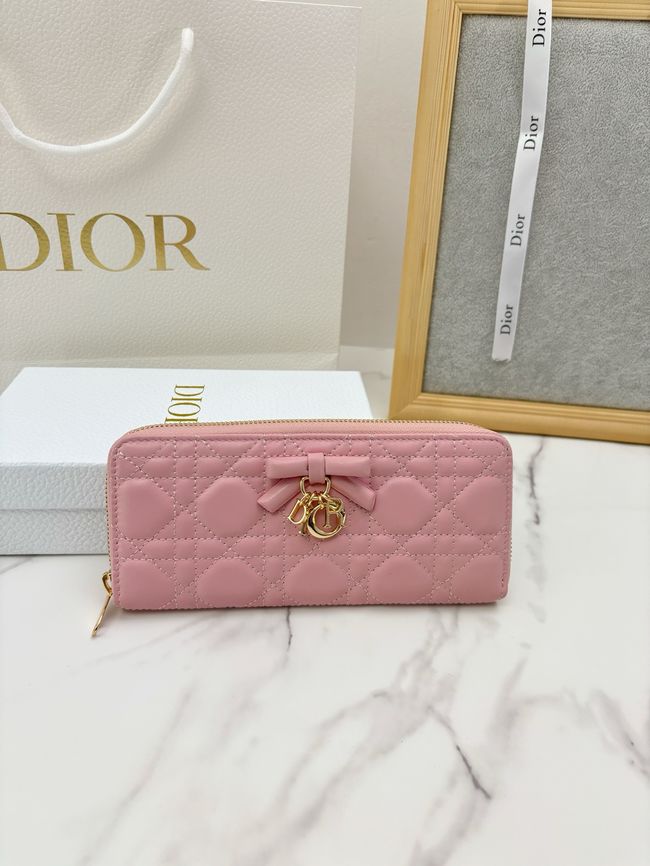 LADY DIOR LOTUS WALLET CANNAGE LAMBSKIN S2600 pink