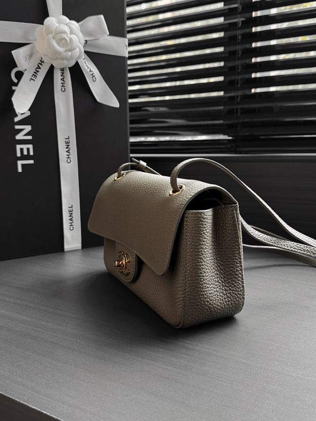 Chanel Mini Flap Bag AS6573 dark gray&gold-Tone Metal Chanel Mini Flap Bag AS6573 dark gray&gold-Tone Metal
