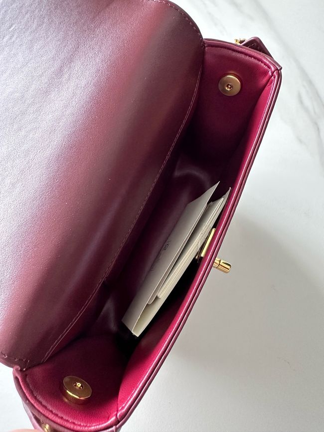 Chanel Mini Flap Bag with Top Handle AS6424 Dark Burgundy