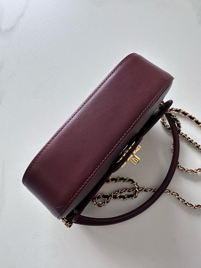 Chanel Mini Flap Bag with Top Handle AS6424 Dark Burgundy
