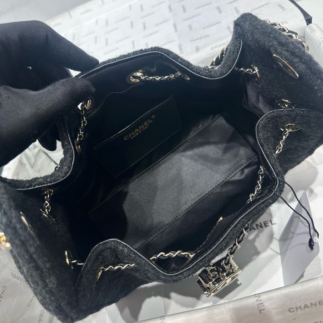 CHANEL 25 Mini Handbag Felt  AS5631 black