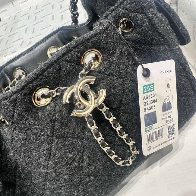 CHANEL 25 Mini Handbag Felt  AS5631 black