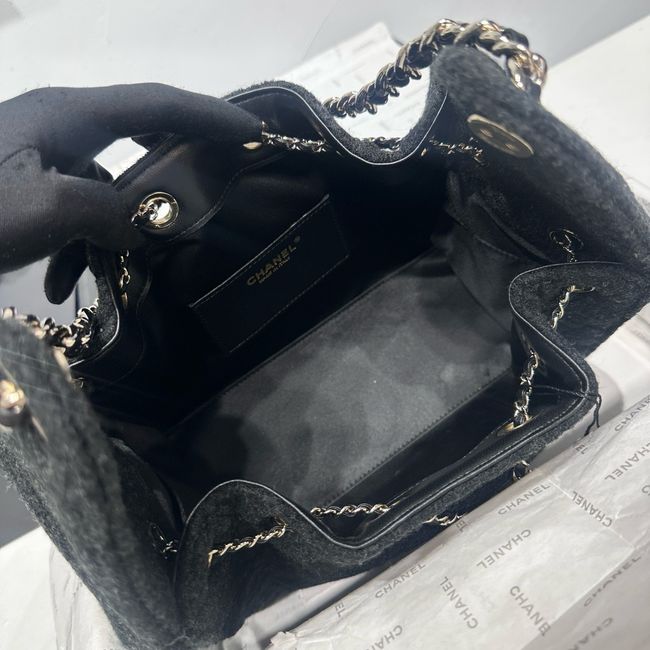CHANEL 25 SMALL HANDBAG Felt AS5293 black CHANEL 25 SMALL HANDBAG Felt AS5293 black