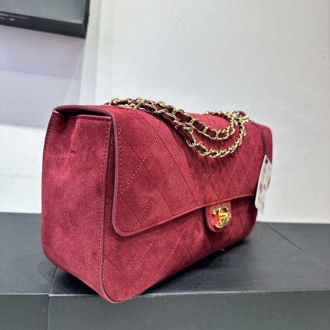 CHANEL Maxi Flap bag Suede Calfskin AS6231 Burgundy