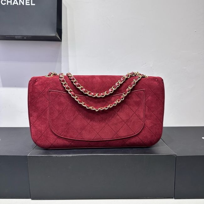 CHANEL Maxi Flap bag Suede Calfskin AS6231 Burgundy