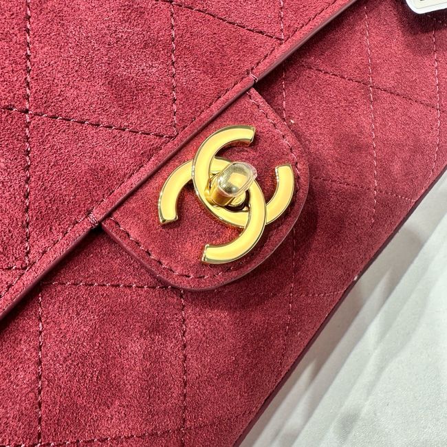 CHANEL Maxi Flap bag Suede Calfskin AS6231 Burgundy