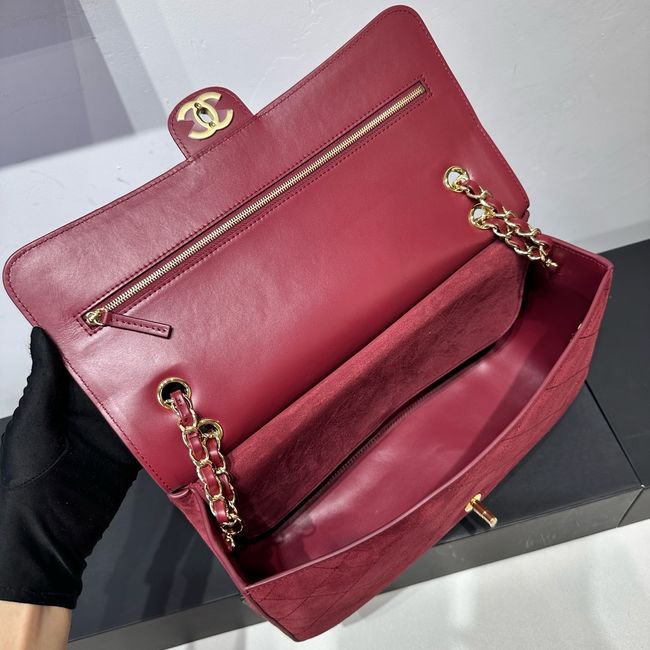 CHANEL Maxi Flap bag Suede Calfskin AS6231 Burgundy