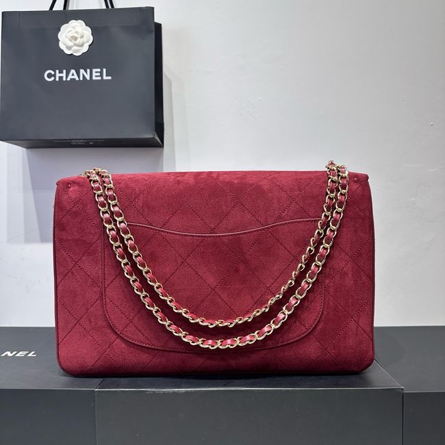 CHANEL Maxi Flapbag Suede Calfskin AS6233 Burgundy CHANEL Maxi Flapbag Suede Calfskin AS6233 Burgundy