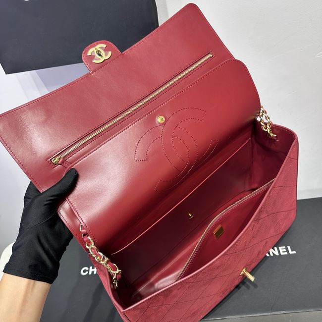 CHANEL Maxi Flapbag Suede Calfskin AS6233 Burgundy CHANEL Maxi Flapbag Suede Calfskin AS6233 Burgundy