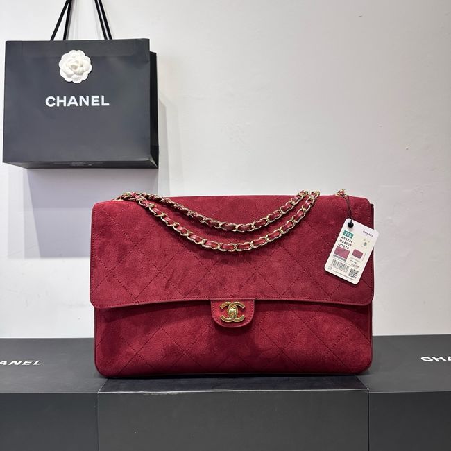 CHANEL Maxi Flapbag Suede Calfskin AS6233 Burgundy CHANEL Maxi Flapbag Suede Calfskin AS6233 Burgundy