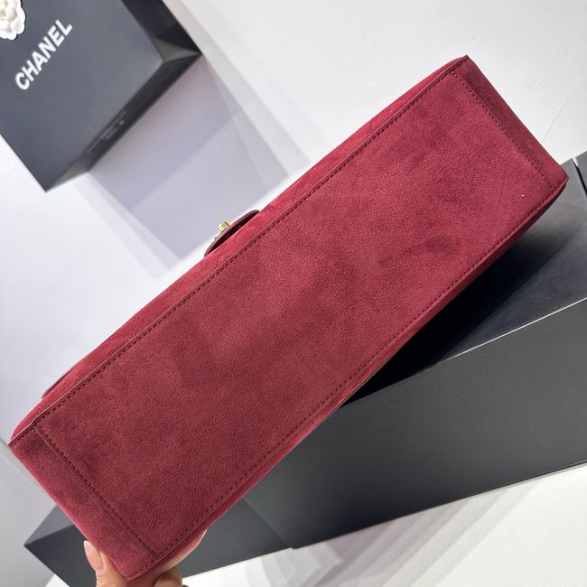 CHANEL Maxi Flapbag Suede Calfskin AS6233 Burgundy CHANEL Maxi Flapbag Suede Calfskin AS6233 Burgundy