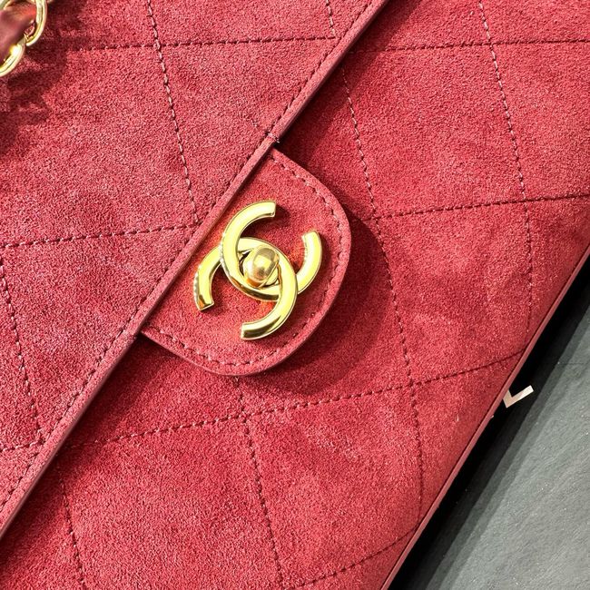 CHANEL Maxi Flapbag Suede Calfskin AS6233 Burgundy CHANEL Maxi Flapbag Suede Calfskin AS6233 Burgundy