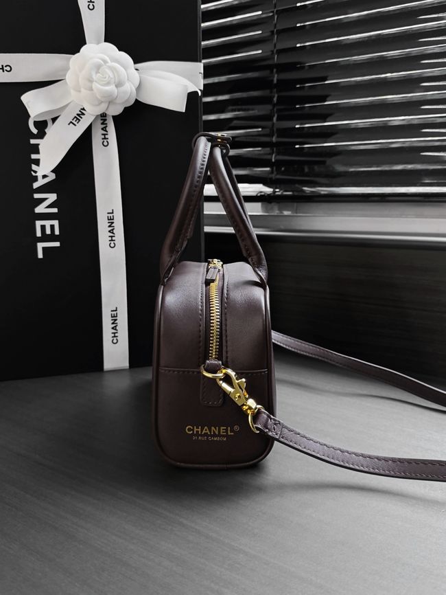 Chanel Clutch with Leather Strap AP5528 dark Coffee