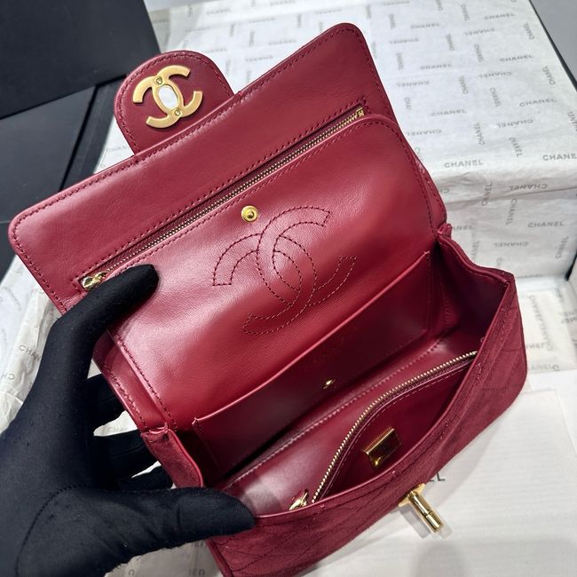 Chanel Mini Flap Bag Suede Calfskin AS6573 burgundy Chanel Mini Flap Bag Suede Calfskin AS6573 burgundy