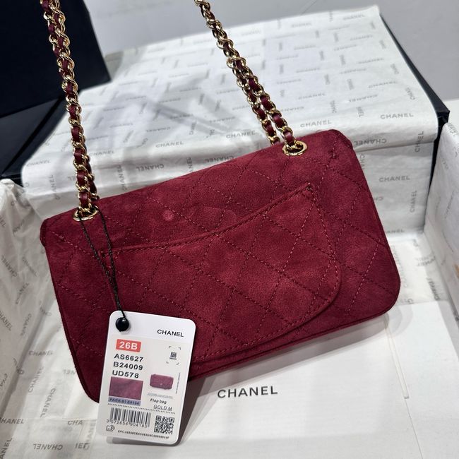 Chanel Mini Flap Bag Suede Calfskin AS6573 burgundy Chanel Mini Flap Bag Suede Calfskin AS6573 burgundy