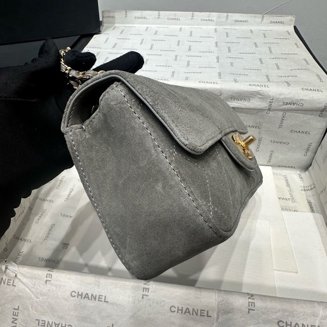 Chanel Mini Flap Bag Suede Calfskin AS6573 gray Chanel Mini Flap Bag Suede Calfskin AS6573 gray