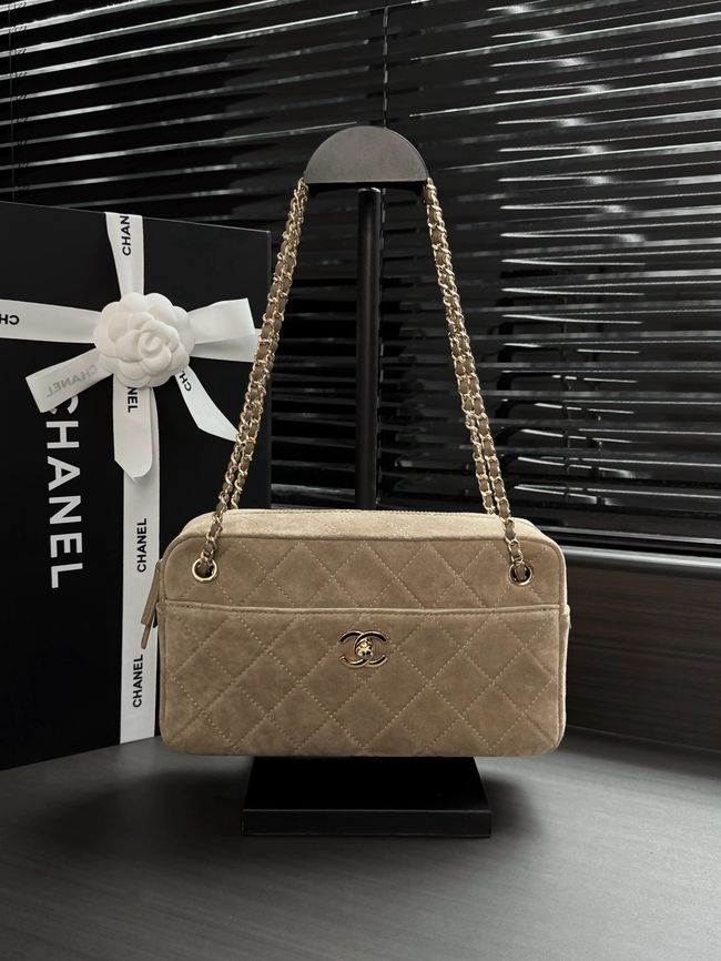 Chanel Suede Calfskin Camera Case AS6443 Dark Beige