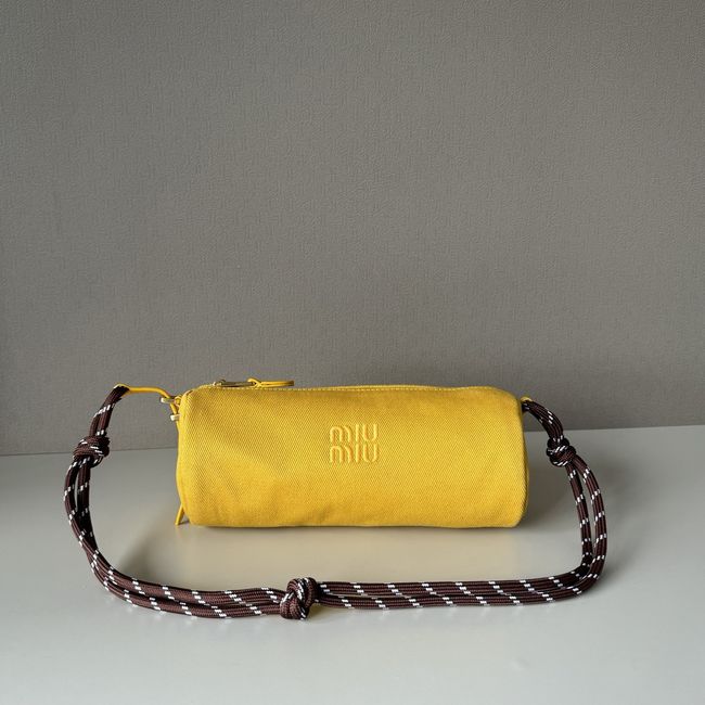 MIUMIU Tote Shoulder Handbag denim 5NE851 yellow