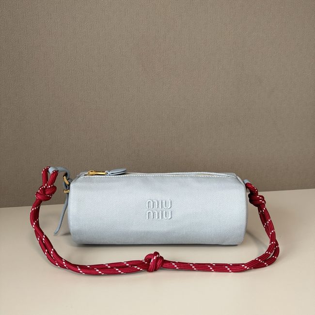 MIUMIU Tote Shoulder Handbag denim 5NE851 light blue