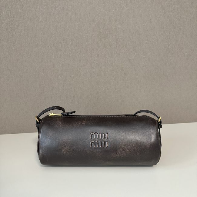 MIUMIU Tote Shoulder Handbag sheepskin 5NE851 Coffee