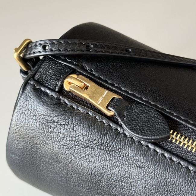 MIUMIU Tote Shoulder Handbag sheepskin 5NE851 black