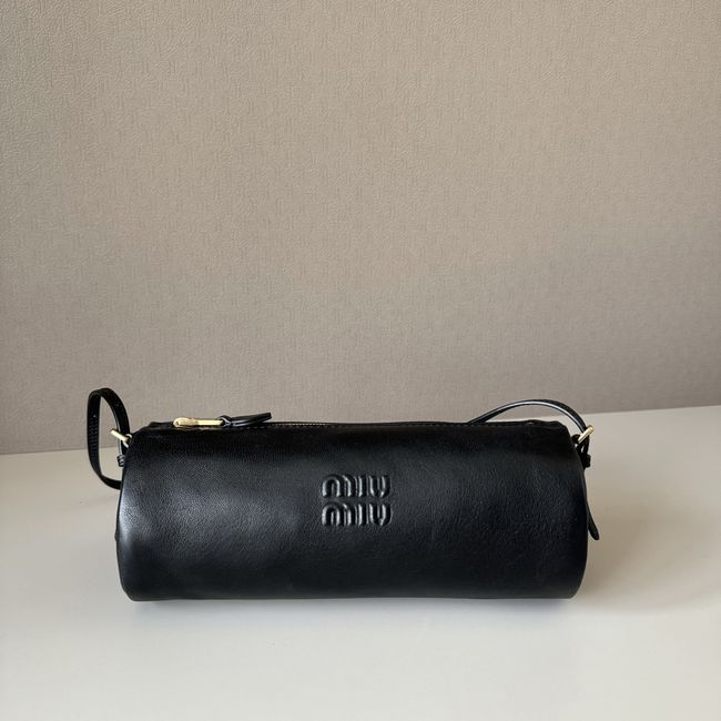 MIUMIU Tote Shoulder Handbag sheepskin 5NE851 black