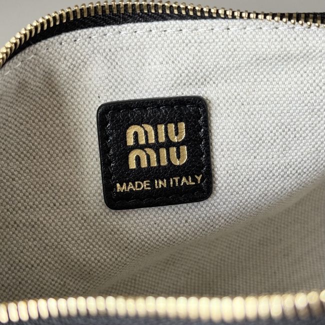 MIUMIU Tote Shoulder Handbag sheepskin 5NE851 black