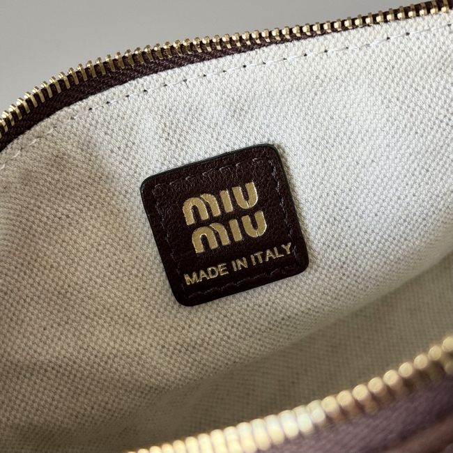 MIUMIU Tote Shoulder Handbag sheepskin 5NE851 dark brown MIUMIU Tote Shoulder Handbag sheepskin 5NE851 dark brown
